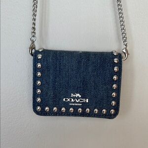 Coach Blue and Silver Crossbody Bag with Chain Strap